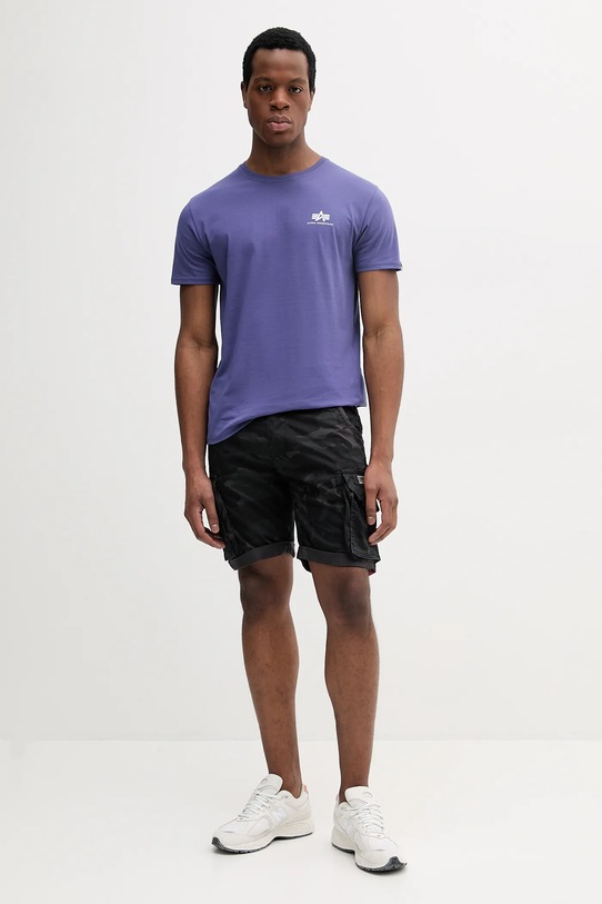 Bavlněné šortky Alpha Industries Crew Short Camo 196201.125 černá SS25