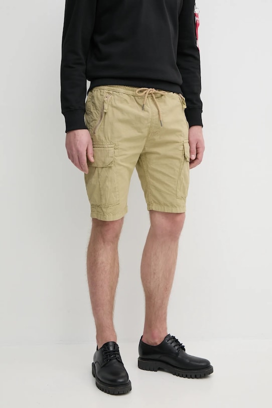 Bavlněné šortky Alpha Industries Ripstop Jogger Short 106250.14 béžová SS24