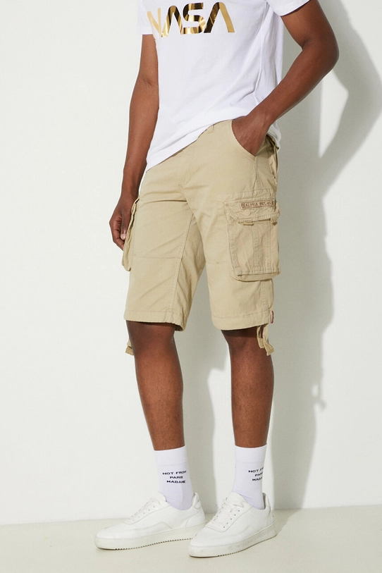 Bavlněné šortky Alpha Industries Jet Short béžová 191200.159