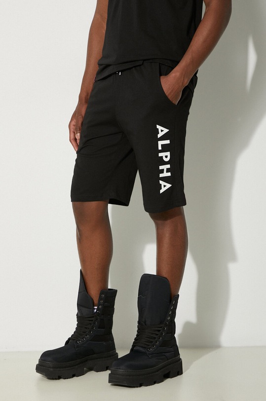 Βαμβακερό σορτσάκι Alpha Industries Alpha Industries Alpha Jersey Short 116366 03 μαύρο 116366.03