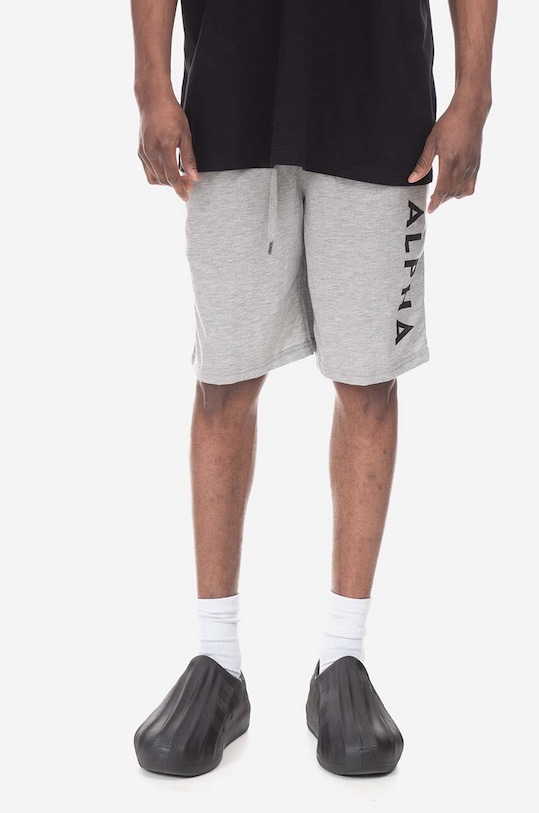 Šortky Alpha Industries Alpha Jersey bavlna sivá 116366.17
