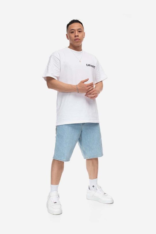 Джинсові бавовняні шорти Carhartt WIP блакитний I032026