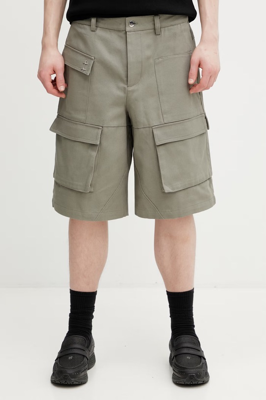 HELIOT EMIL pantaloni scuți cargo pentru bărbați, din bumbac verde SS26.M.10.163.LDG23.CO