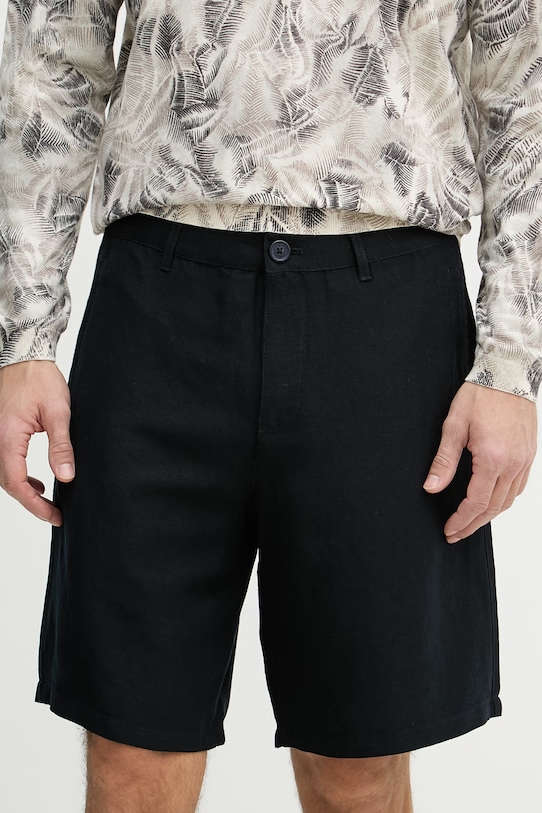 Armani Exchange къс панталон мъжки с лен тъмносин 8NZS67.ZNFNZ.NOS