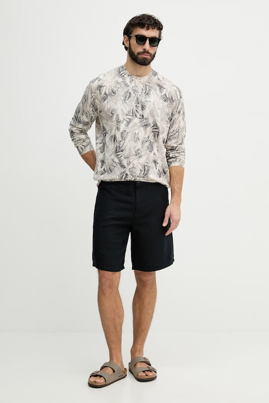 Armani Exchange къс панталон мъжки с лен 8NZS67.ZNFNZ.NOS тъмносин AA00