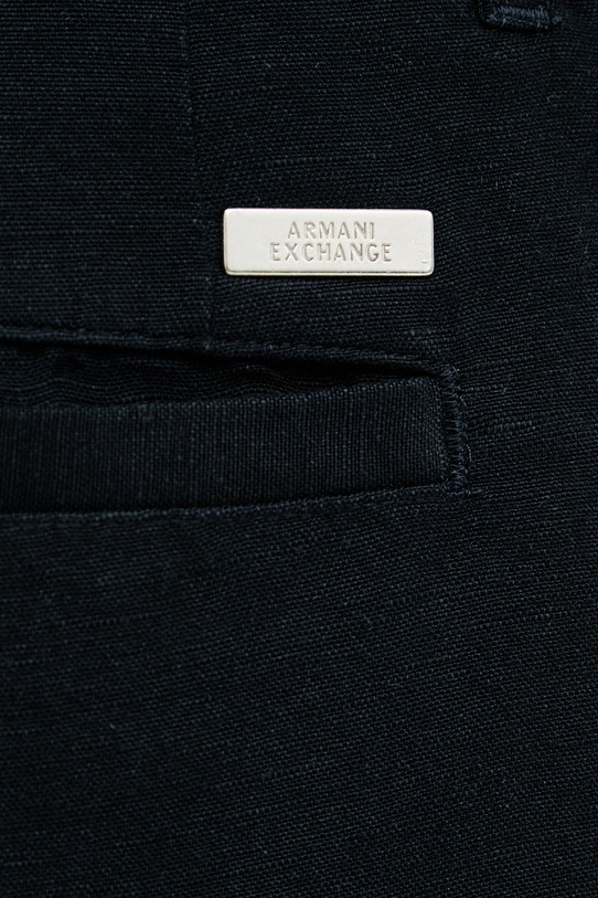Armani Exchange къс панталон мъжки с лен тъмносин 8NZS67.ZNFNZ.NOS