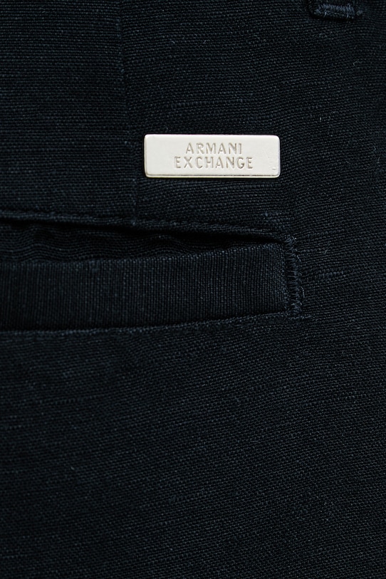 Armani Exchange къс панталон мъжки с лен тъмносин 8NZS67.ZNFNZ.NOS