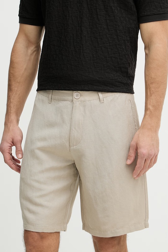 Armani Exchange къс панталон мъжки с лен бежов 8NZS67.ZNFNZ.NOS