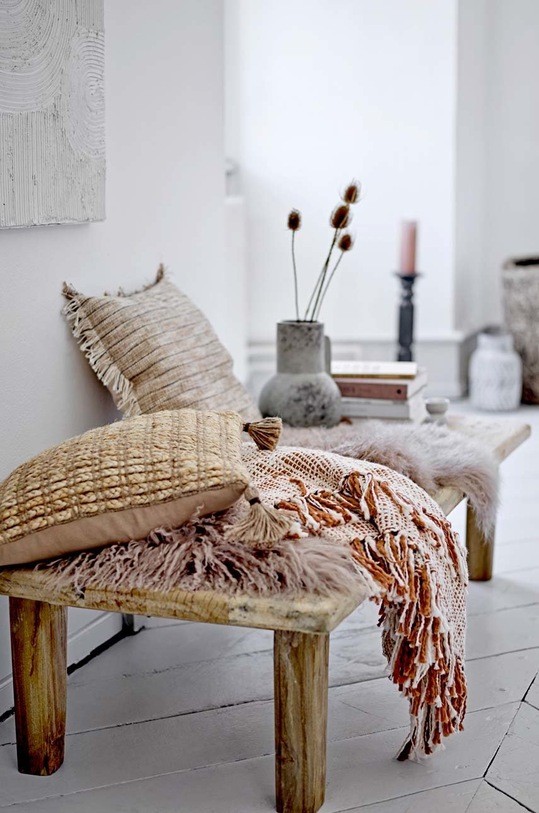 Bloomingville cuvertură de pat din bumbac 82057366 maro