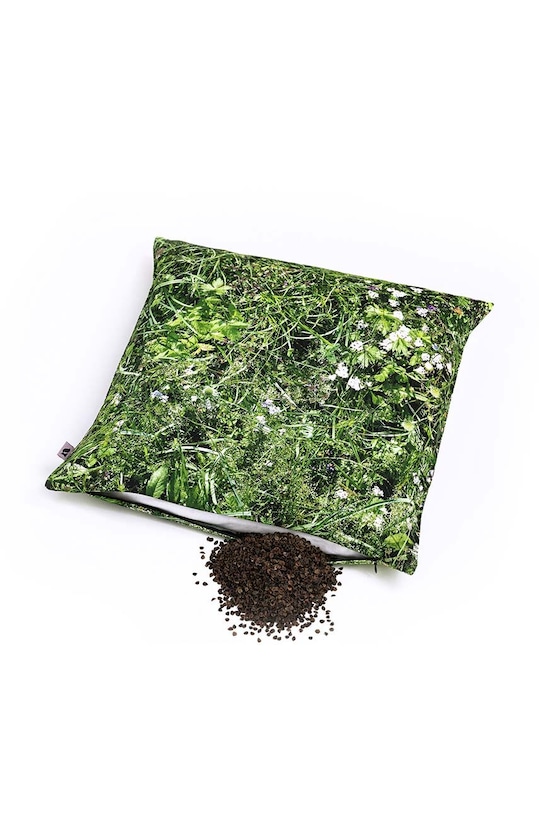 Foonka cuscino riempito con buccia di grano saraceno Alpejska Łąka 40x40 cm verde PG.40.AM