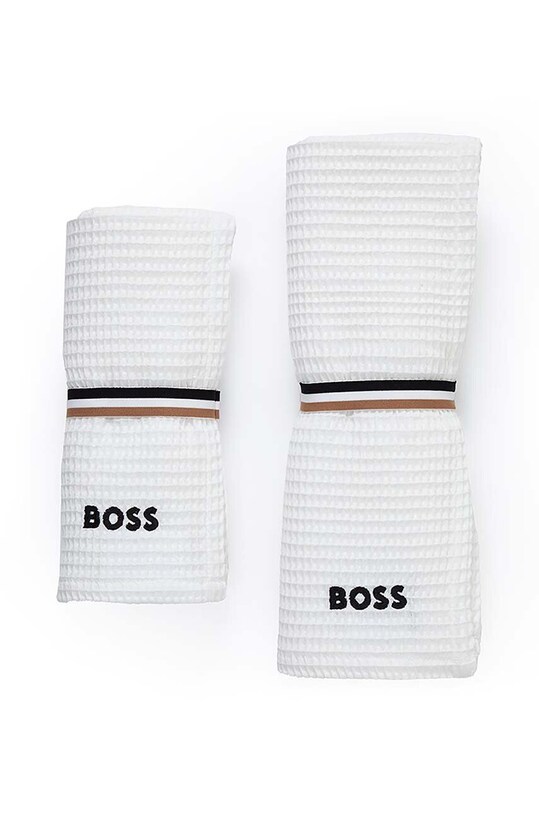 Łazienka HUGO BOSS mały ręcznik bawełniany Waffle Handtowel 50 x 100 cm 1027751 biały