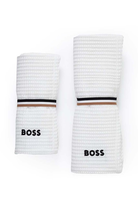 Łazienka HUGO BOSS średni ręcznik bawełniany Waffle Handtowel 50 x 100 cm 1027752 biały