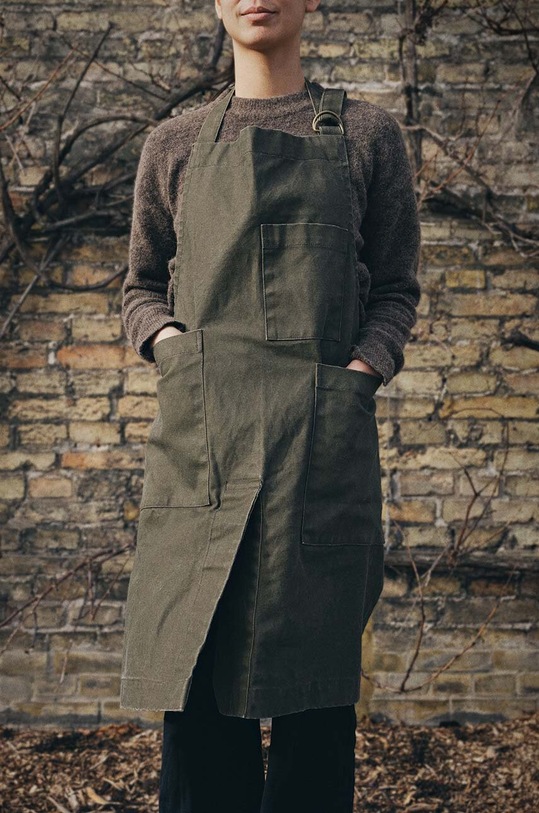 Bombažni kuhinjski predpasnik ferm LIVING Bark Garden 1104267578 zelena AA00