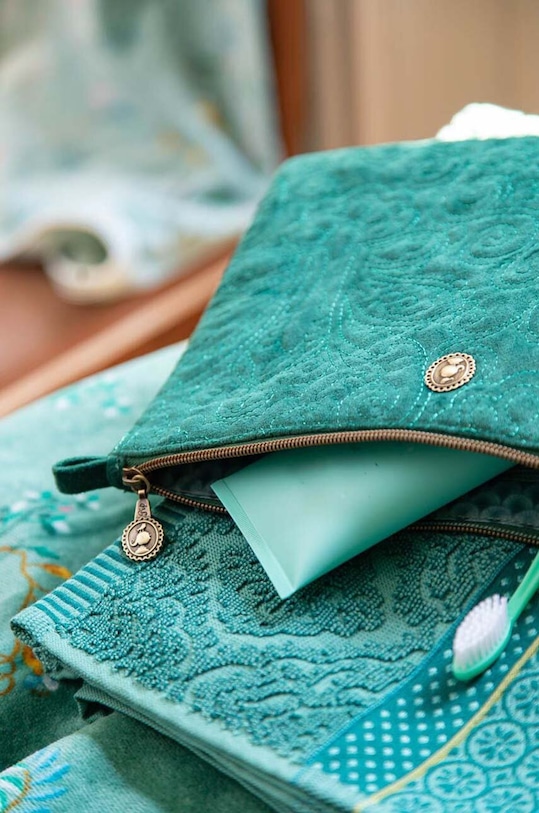 Pip Studio borsa da toilette Velvet Quiltey Days 51274176 turchese