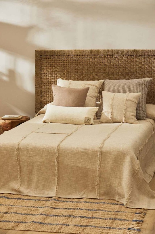 Calma House cuvertură de pat din bumbac Bagua 270 x 280 cm bej BAGUA.270.CRU