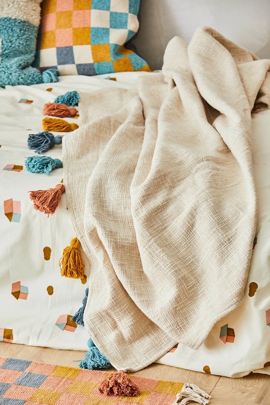 Obývacia izba a spálňa Bavlnený prehoz Calma House Casa 120 x 180 cm CASA.120P.CRU béžová