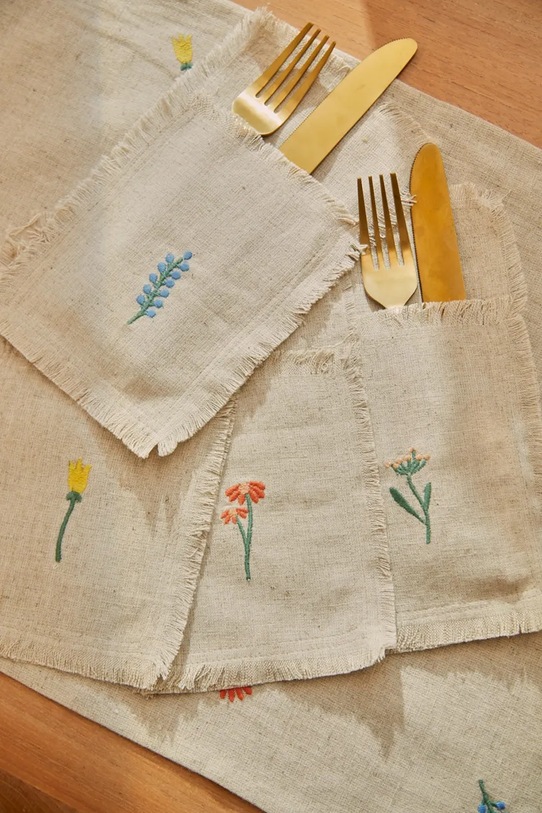 Sada obalů na příbory Calma House 21x8 cm 4-pack SPRING.21.CRU béžová AA00