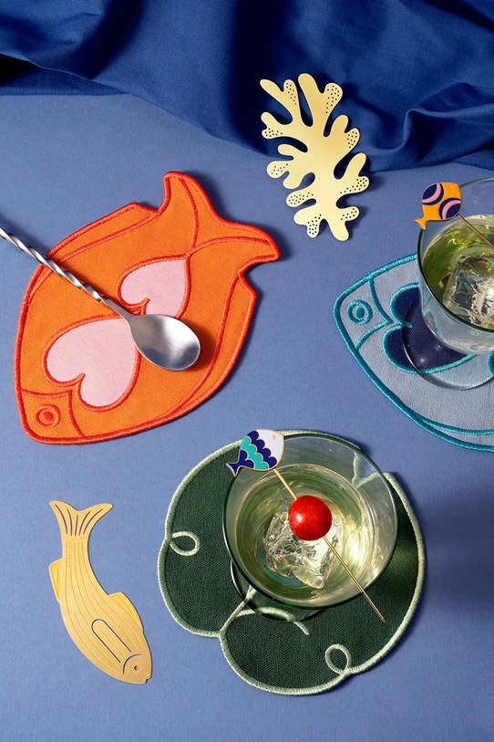 Kuchnia i bar Octaevo zestaw podkładek pod szklanki Lily 14 x 14 cm 4-pack OCCOLL.25 zielony