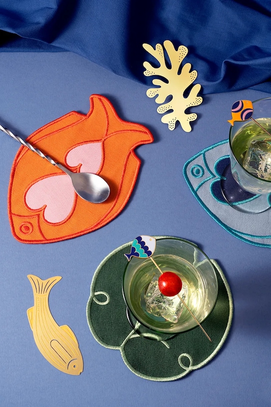 Kuchnia i bar Octaevo zestaw podkładek pod szklanki Lily 14 x 14 cm 4-pack OCCOLL.25 zielony