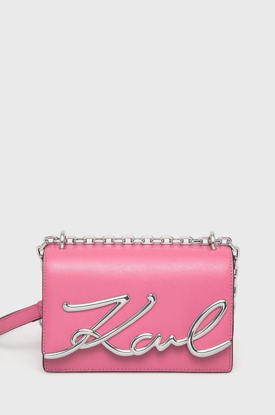 Δερμάτινη τσάντα Karl Lagerfeld λείο δέρμα ροζ 225W3041