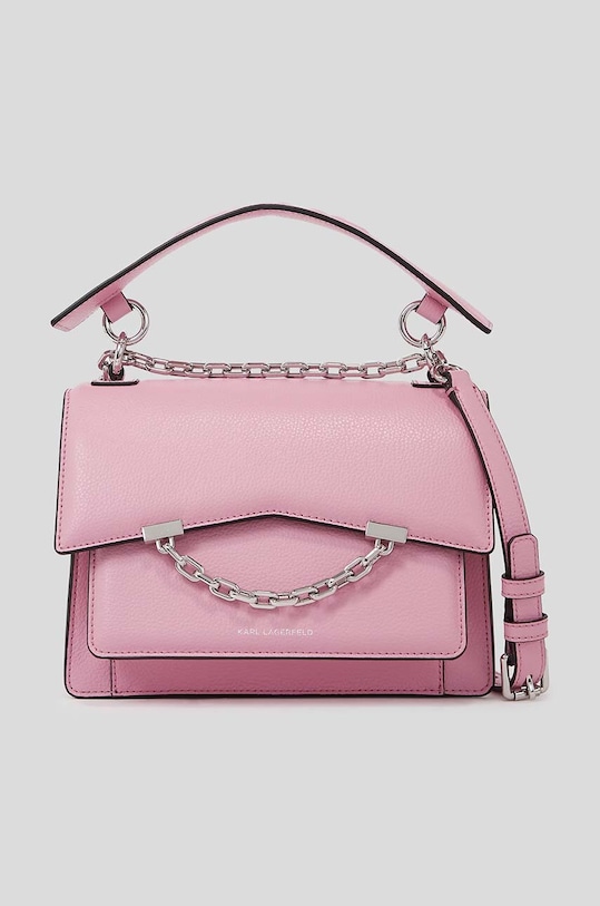 Kožená kabelka Karl Lagerfeld usňová koža ružová 225W3081