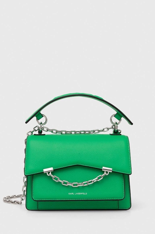 Kožená kabelka Karl Lagerfeld přírodní kůže zelená 225W3081