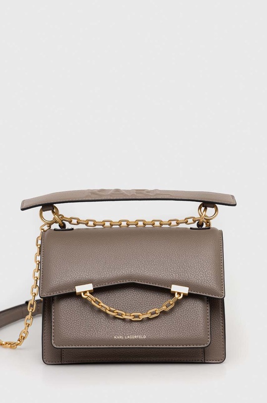 Karl Lagerfeld torebka skórzana skóra licowa szary 225W3081