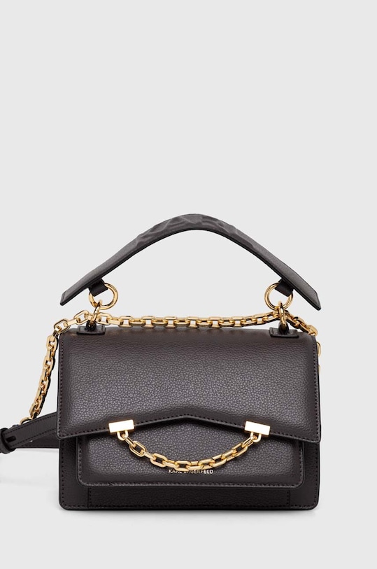 Кожена чанта Karl Lagerfeld гладка кожа кафяв 225W3081