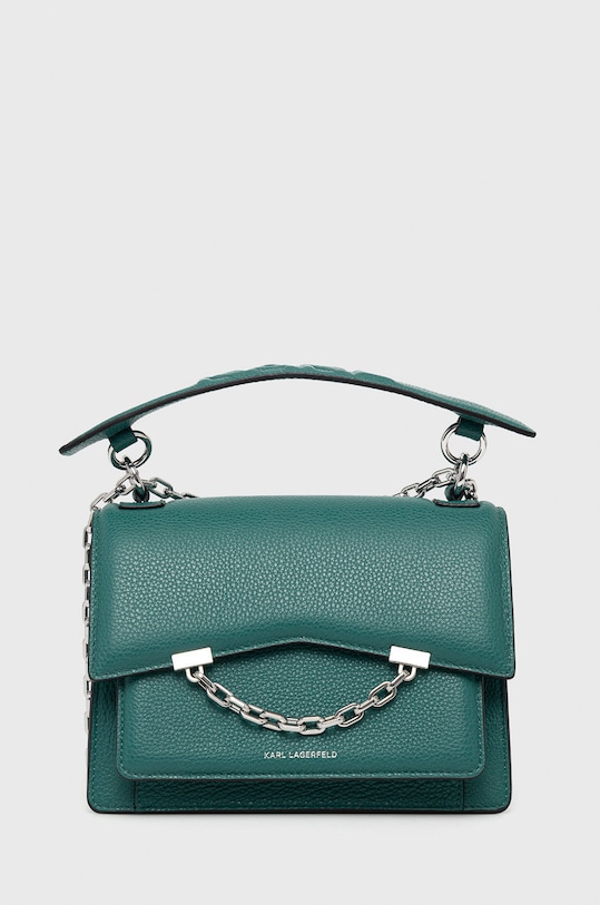Kožená kabelka Karl Lagerfeld přírodní kůže zelená 225W3081