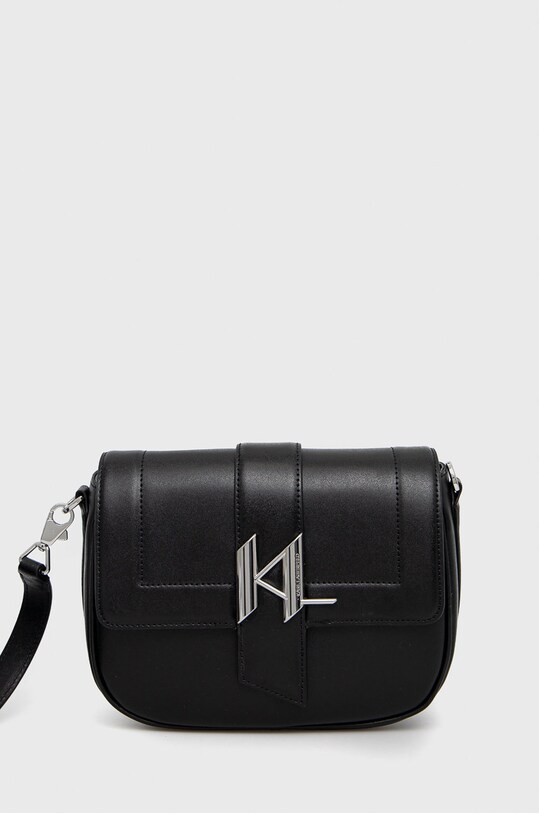 Кожена чанта Karl Lagerfeld гладка кожа черен 225W3085