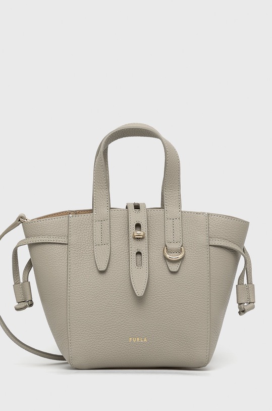 Kožna torba Furla bez uzorka siva BASRFUA.HSF000.M7Y00.