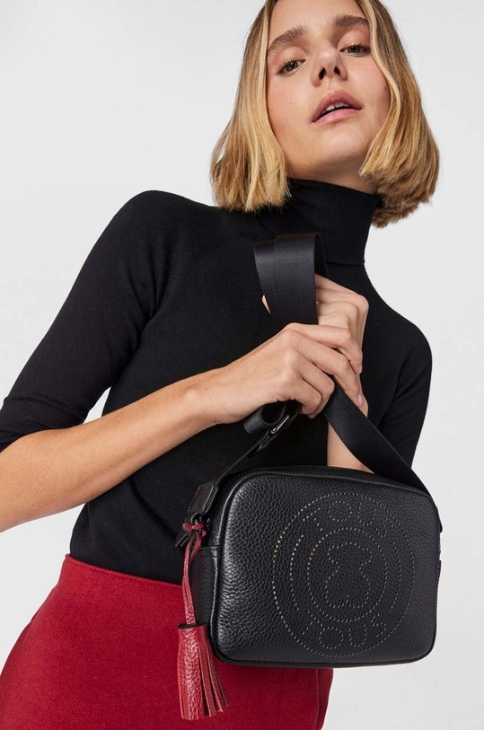 Kožená kabelka Tous Leissa Bandolera S 2001179052 čierna
