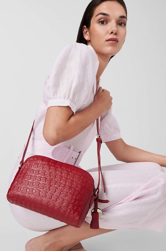 Kožená kabelka Tous Sherton Bandolera 2000839117 červená