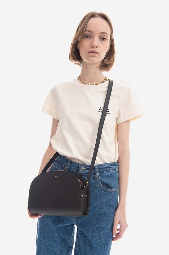 Kožená kabelka A.P.C. Sac Demi-lune čierna PXBJQ.F61048