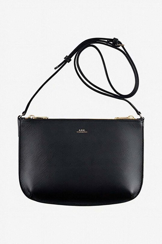 A.P.C. borsa a mano in pelle Sac Sarah PXBJQ-F61404 BLACK pelle fiore nero PXBJQ.F61404