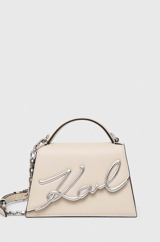 Kožená kabelka Karl Lagerfeld K/SIGNATURE přírodní kůže béžová 240W3004