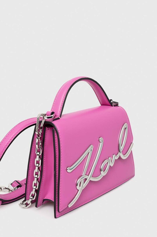 Kožená kabelka Karl Lagerfeld 240W3004 růžová AA00