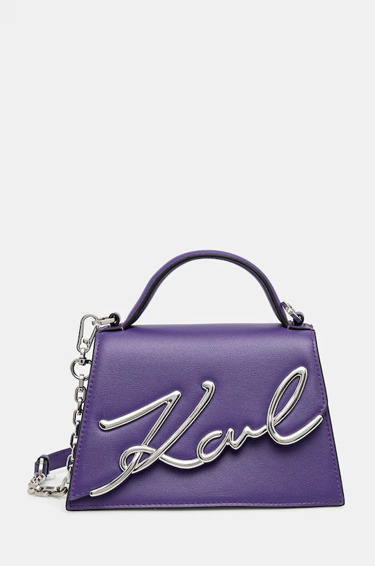 Kožená kabelka Karl Lagerfeld K/SIGNATURE fialová 240W3004