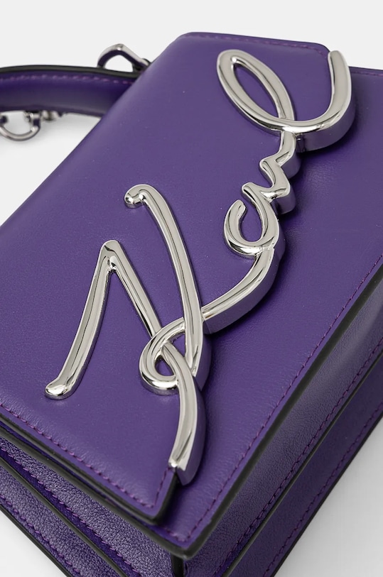 Kožená kabelka Karl Lagerfeld K/SIGNATURE fialová 240W3004