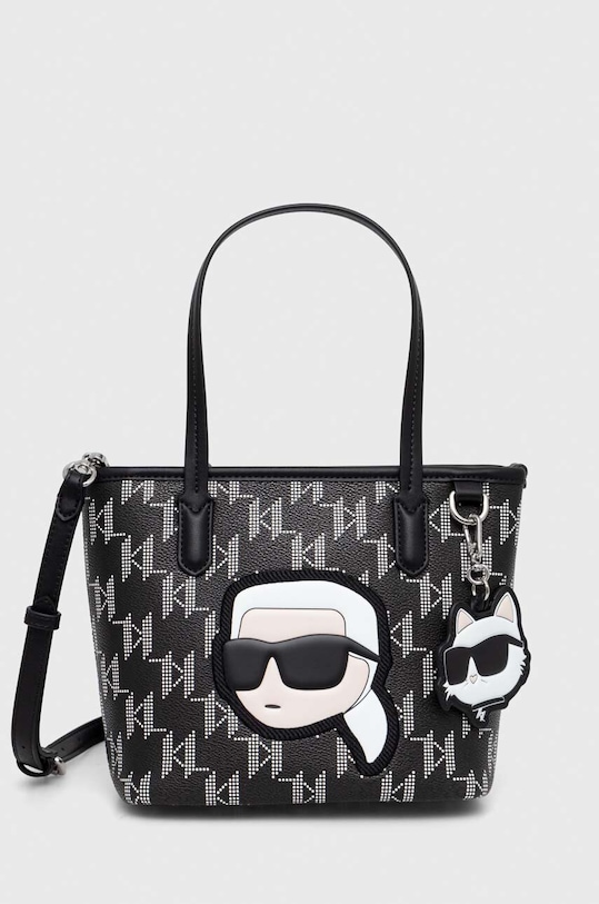 Kabelka Karl Lagerfeld nášivka čierna 240W3089