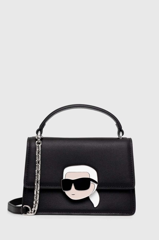 Kožená kabelka Karl Lagerfeld usňová koža čierna 240W3084