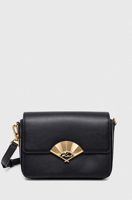 Kožená kabelka Karl Lagerfeld usňová koža čierna 240W3194
