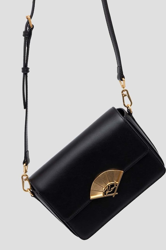 Kožená kabelka Karl Lagerfeld čierna 240W3194