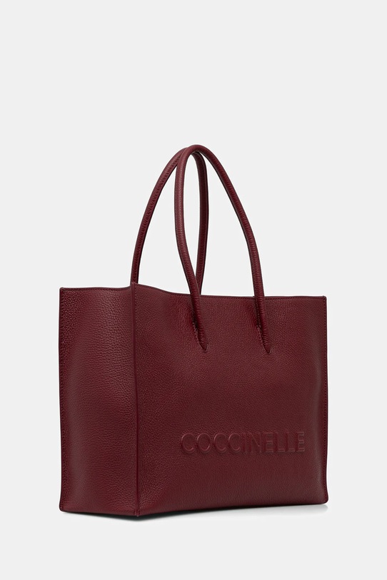 Coccinelle poșetă de piele COCCINELLEMYRTHA MAXI LOG E1.QBB.18.02.01 burgundia AW25