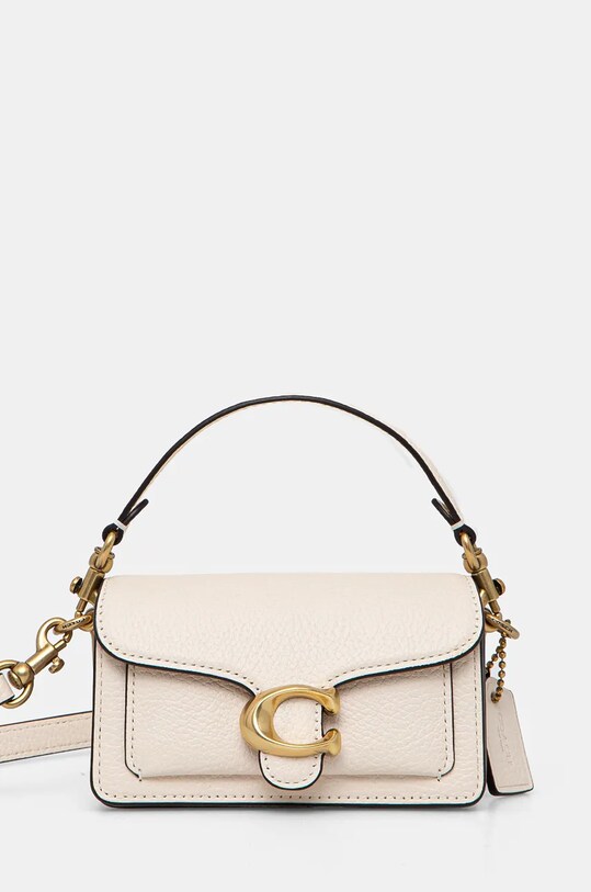 Kožená kabelka Coach TABBY 12 usňová koža biela CN731