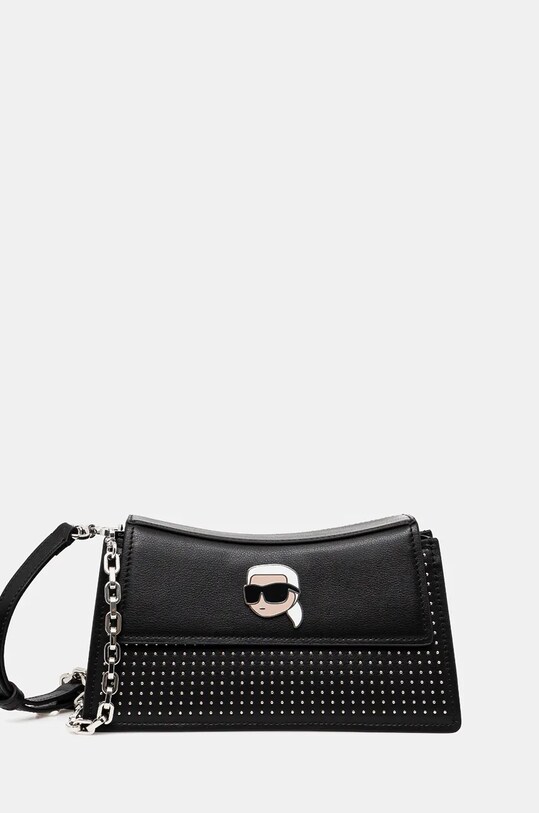 Шкіряна сумочка Karl Lagerfeld лицьова шкіра чорний 246W3029