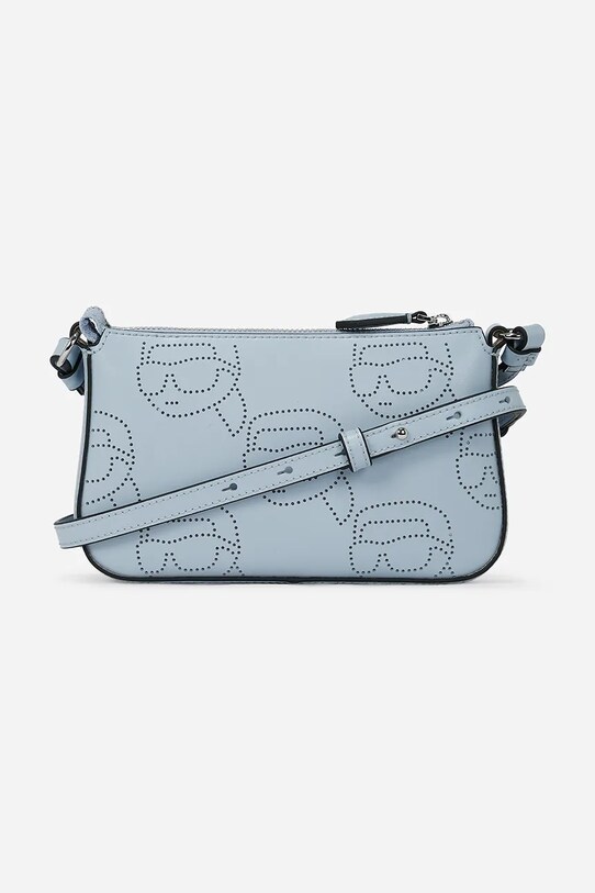 Кожена чанта Karl Lagerfeld IKON A2W32017 син AA00