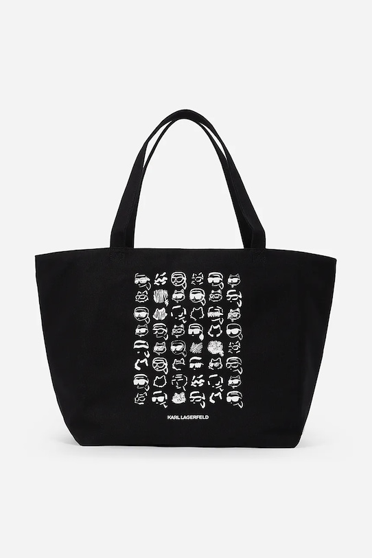 Bavlnená taška Karl Lagerfeld IKON potlač čierna A2W50023
