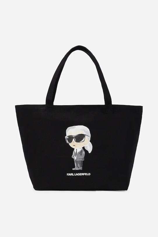Karl Lagerfeld torebka bawełniana IKON mieści A4 czarny A2W50027
