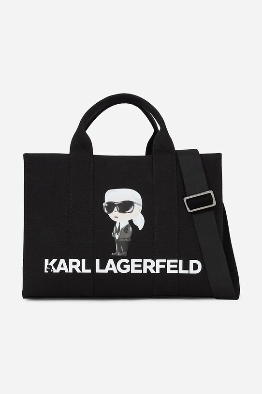 Хлопковая сумка Karl Lagerfeld IKON печать чёрный A2W50047